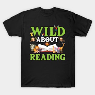 Wild About Reading Animals Books Reader Lover T-Shirt